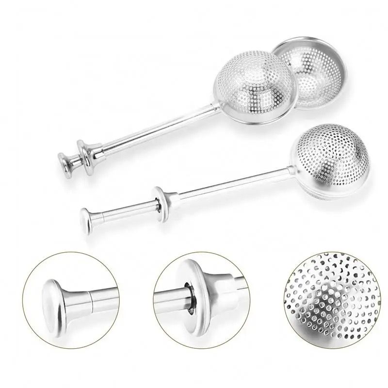 Hot Sale Tea Ball Stainless Steel Loose Leaf Tea Infuser Strainer with Push Handle - Trends and More